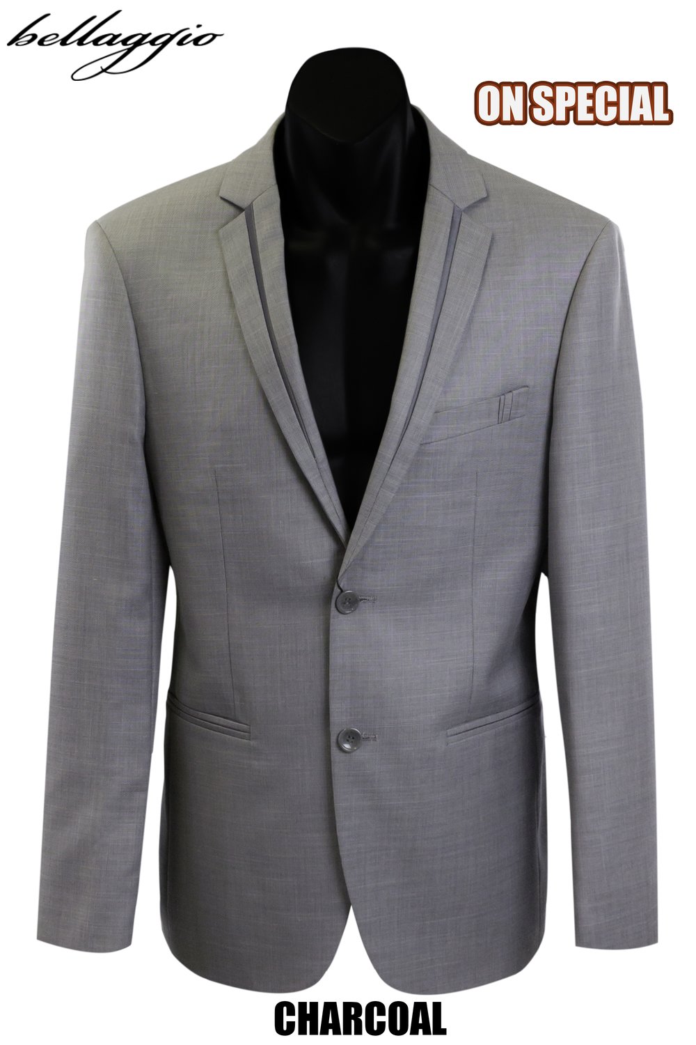 SELF PIPING TRIM WOOL BLEND SUIT - Bello Per Te Suits Tuxedos Jackets