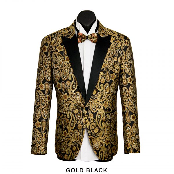 Gold & Black/Pink & Black Paisley Tuxedo Jacket - Bello Per Te Suits ...