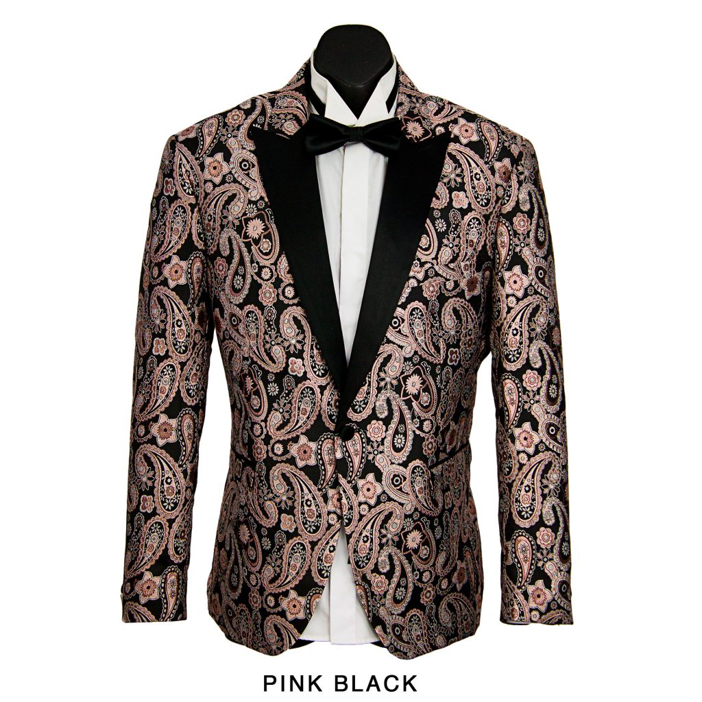 Gold & Black/Pink & Black Paisley Tuxedo Jacket - Bello Per Te Suits ...